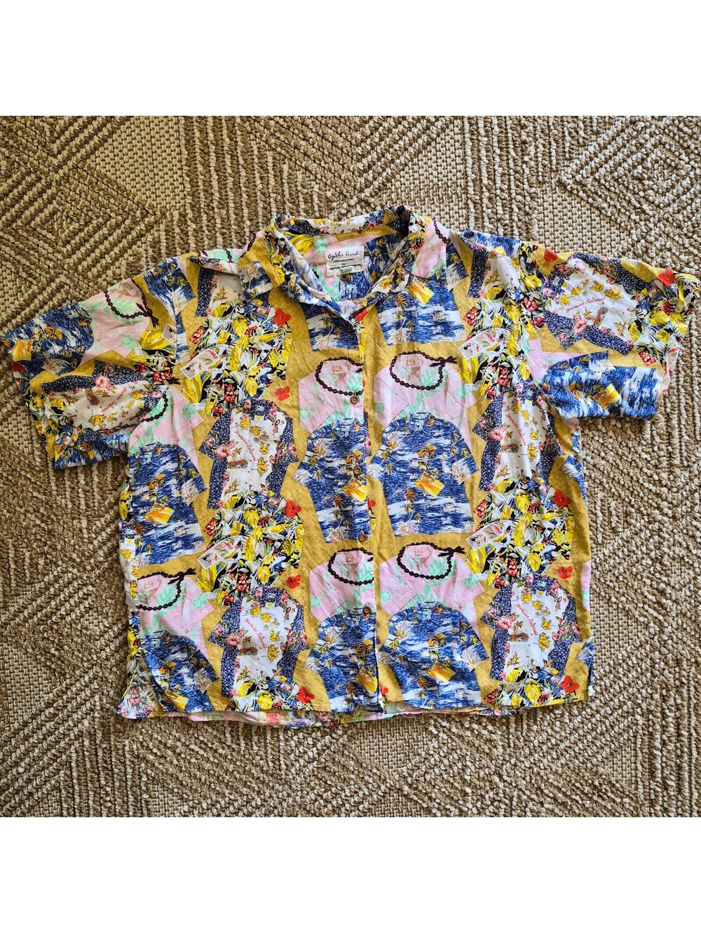 Vintage 80's Reyn Spooner Rare Cynthia Conrad Rayon Novelty Aloha Shirt L XL XXL